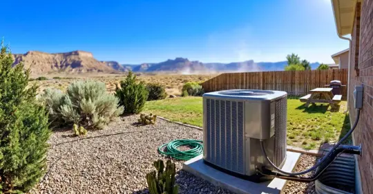 Outdoor AC unit on a hot summer day