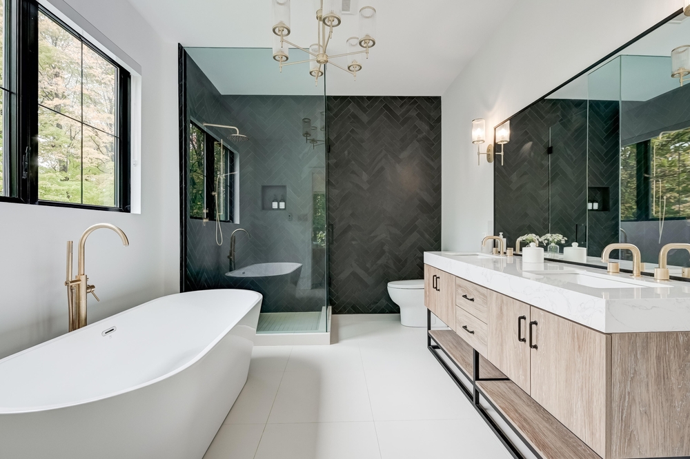 well-designed bathroom with new fixtures
